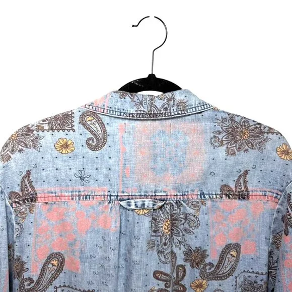 BILLY T Printed Bandana Print Denim Shirtdress - Picture 4 of 7
